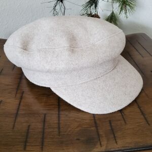 Cream Wool Felt Newsboy Cap – Baker Boy Cabbie Hat – Unisex NWOT